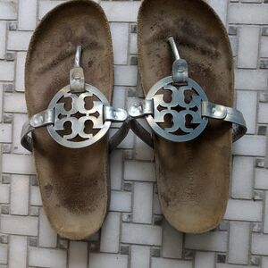 Tory Burch Metallic Silver Sandals